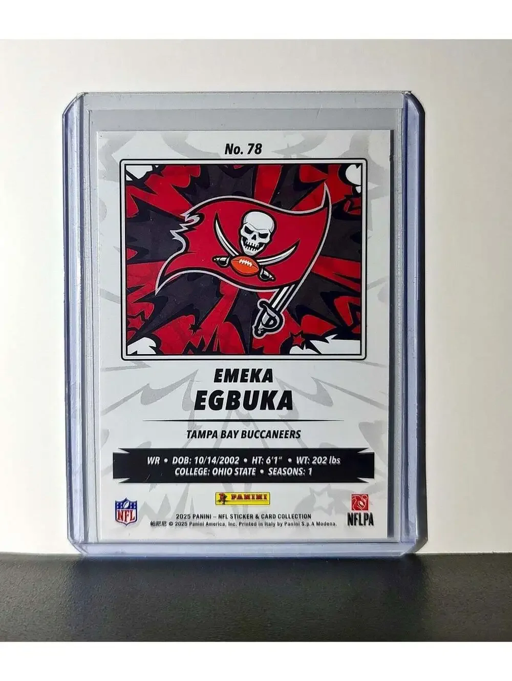 Emeka Egbuka Rookie 2025 Panini NFL #78 Sticker Card Tampa Bay Buccaneers